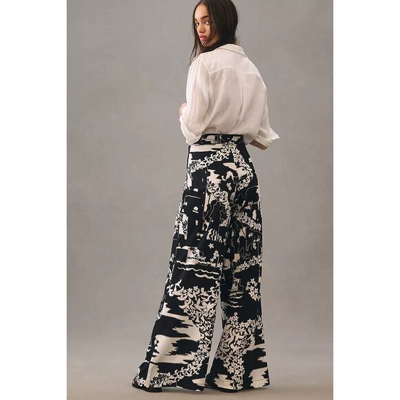 New ANTHROPOLOGIE Tiny Anne Printed Wide-Leg Pants $160 SIZE 2 Black Motif - Picture 6 of 6